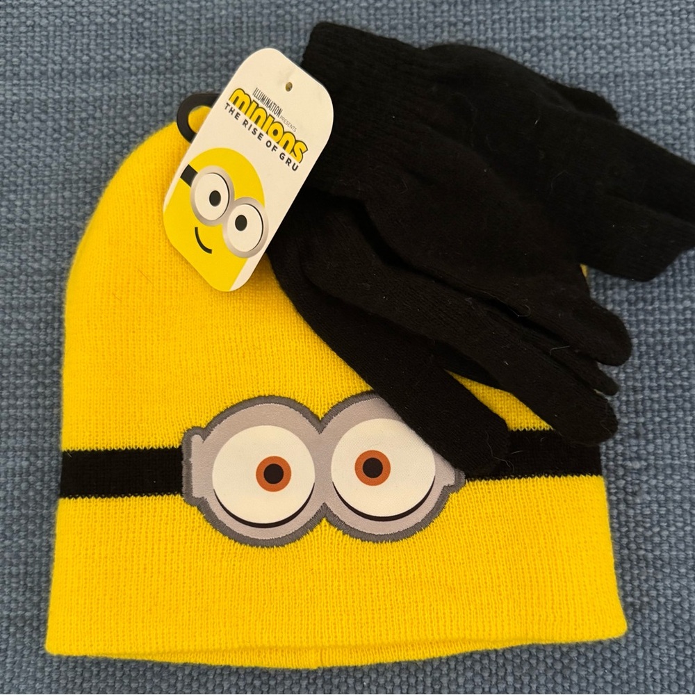 🔴NEW🔴 Minions Boys Hat and Gloves - Picture 1 of 2